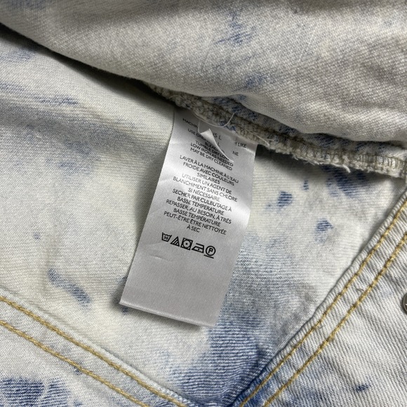 Free People Tie Dye Cropped Denim Jean Jacket Womens L Boho Coastal Artsy - Picture 8 of 10